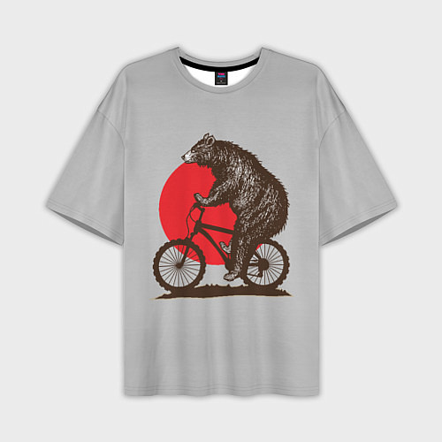 Мужская футболка оверсайз Медведь на велосиеде / 3D-принт – фото 1