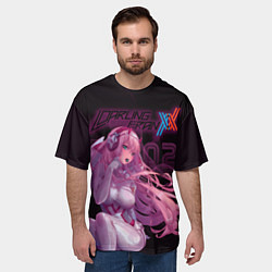 Футболка оверсайз мужская Zero Two в наушниках, цвет: 3D-принт — фото 2