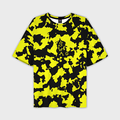 Мужская футболка оверсайз Черно-желтый камуфляж / 3D-принт – фото 1