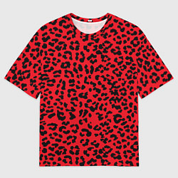 Мужская футболка оверсайз Леопард Красный