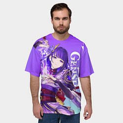 Футболка оверсайз мужская Genshin Impact, Сёгун Райдэн, цвет: 3D-принт — фото 2