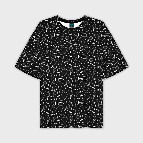 Мужская футболка оверсайз Черно-белый спортивный узор / 3D-принт – фото 1