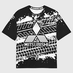 Футболка оверсайз мужская MITSUBISHI СЛЕДЫ ШИН, цвет: 3D-принт