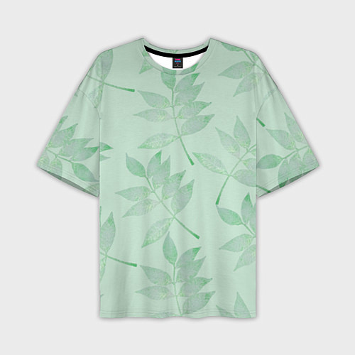 Мужская футболка оверсайз Зеленые листья / 3D-принт – фото 1