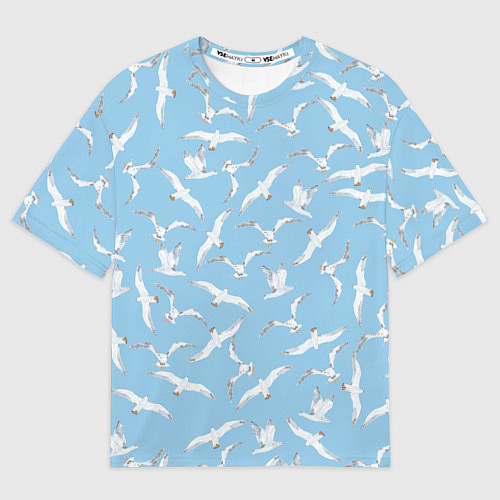 Мужская футболка оверсайз Чайки в небе паттерн / 3D-принт – фото 1