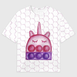 Футболка оверсайз мужская POP IT ЕДИНОРОГ ПОП ИТ, цвет: 3D-принт