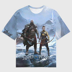 Мужская футболка оверсайз Кратос и Атрей Рагнарек