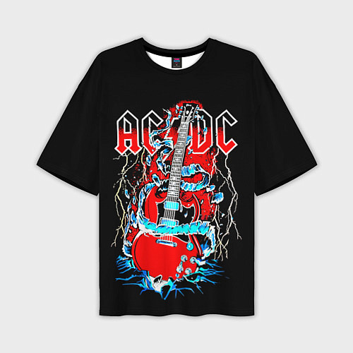 Мужская футболка оверсайз ACDC гитара / 3D-принт – фото 1