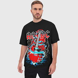 Футболка оверсайз мужская ACDC гитара, цвет: 3D-принт — фото 2