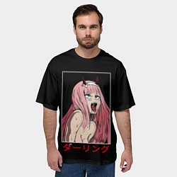 Футболка оверсайз мужская Зеро ту ahegao франкс, цвет: 3D-принт — фото 2