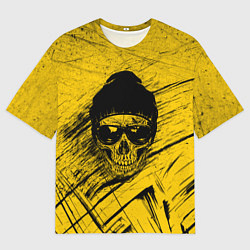 Мужская футболка оверсайз Череп Хипстер Гранж Брызги