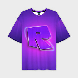 Мужская футболка оверсайз ROBLOX NEON LOGO РОБЛОКС