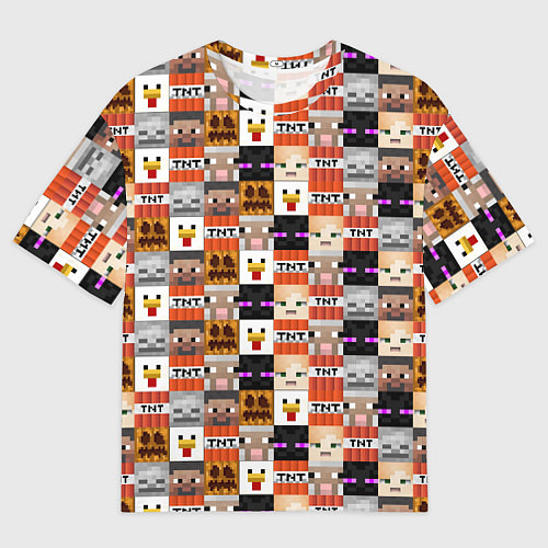 Мужская футболка оверсайз MINECRAFT КУБИКИ ПЕРСОНАЖИ / 3D-принт – фото 1