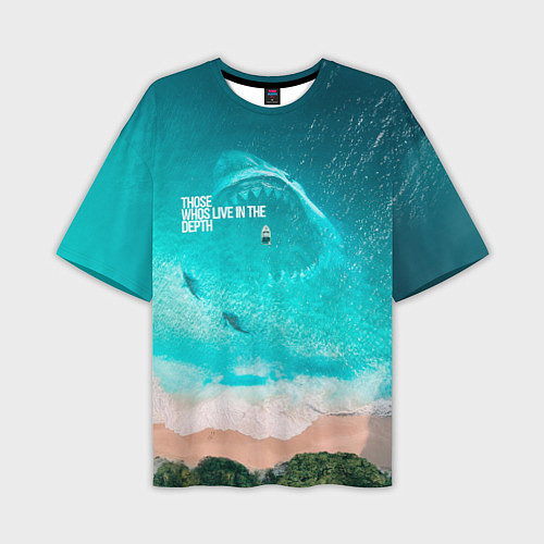 Мужская футболка оверсайз Shark in sea / 3D-принт – фото 1