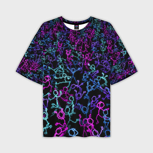 Мужская футболка оверсайз Neon Rave Party / 3D-принт – фото 1