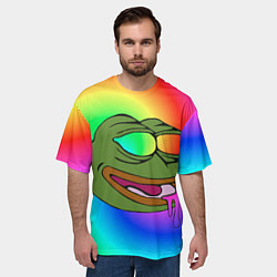 Футболка оверсайз мужская Pepe rainbow, цвет: 3D-принт — фото 2