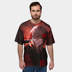 Футболка оверсайз мужская Кадзуха в кленовых листьях, цвет: 3D-принт — фото 2