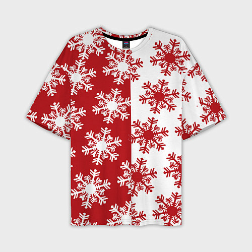 Мужская футболка оверсайз Новогодние Снежинки 2022 / 3D-принт – фото 1