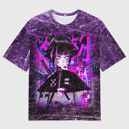 Мужская футболка оверсайз Cyberpunk Samurai Anime / 3D-принт – фото 1