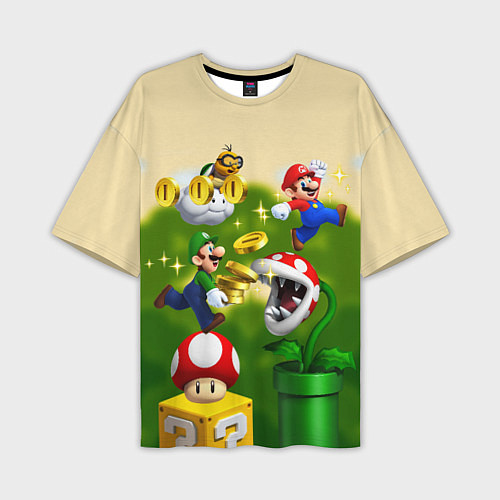 Мужская футболка оверсайз Mario Coins / 3D-принт – фото 1