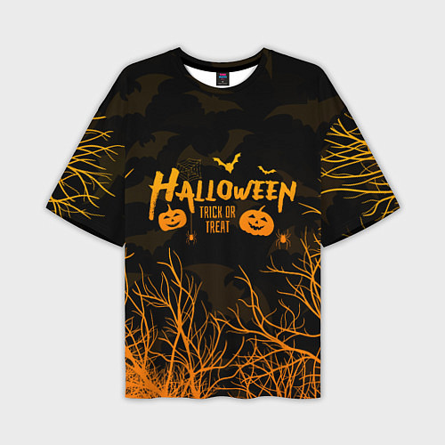 Мужская футболка оверсайз HALLOWEEN FOREST BATS ЛЕТУЧИЕ МЫШИ В ЛЕСУ ХЕЛЛОУИН / 3D-принт – фото 1