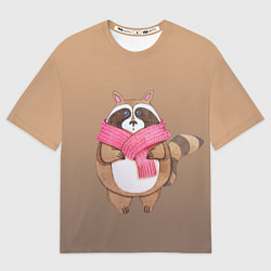 Футболка оверсайз мужская Акварельный енотик, цвет: 3D-принт