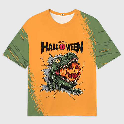 Мужская футболка оверсайз Т Рекс с тыквой в пасте / 3D-принт – фото 1