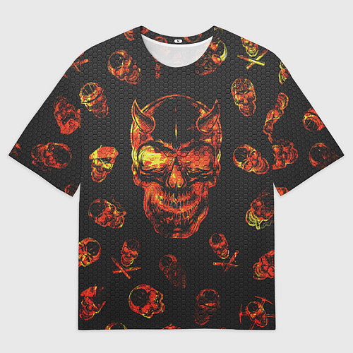 Мужская футболка оверсайз Огненные черепа Carbon / 3D-принт – фото 1