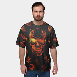 Футболка оверсайз мужская Огненные черепа Carbon, цвет: 3D-принт — фото 2