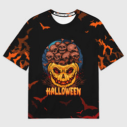Футболка оверсайз мужская Тыква с черепами, цвет: 3D-принт