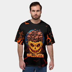Футболка оверсайз мужская Тыква с черепами, цвет: 3D-принт — фото 2