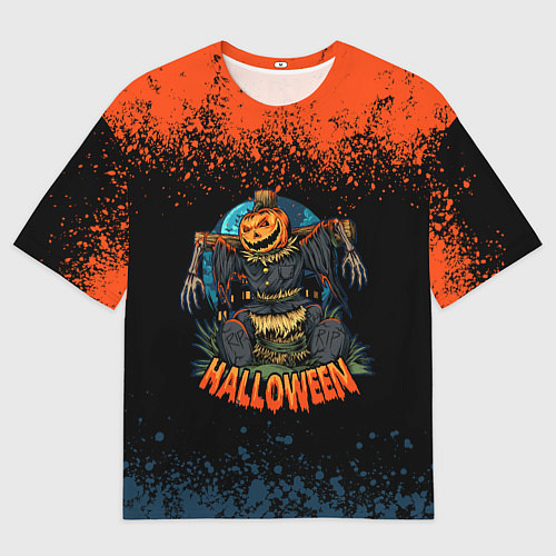 Мужская футболка оверсайз Пугало из тыквы / 3D-принт – фото 1