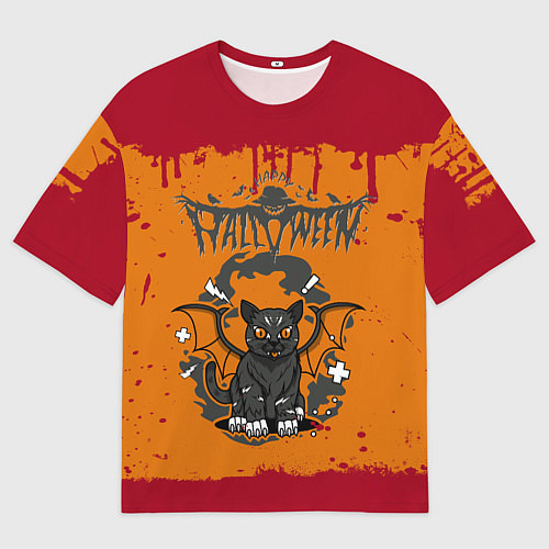 Мужская футболка оверсайз Летучая котомышь на хэллоуин / 3D-принт – фото 1