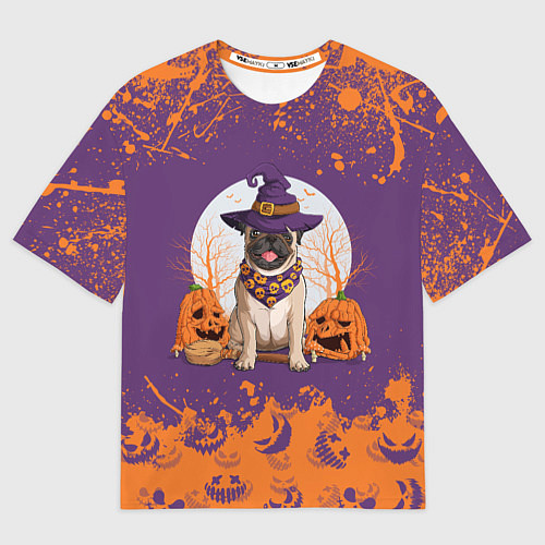 Мужская футболка оверсайз Мопс на хэллоуин / 3D-принт – фото 1