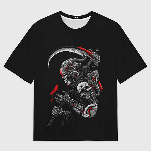 Мужская футболка оверсайз Робот и птица / 3D-принт – фото 1