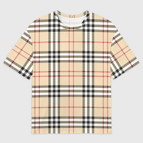 Мужская футболка оверсайз Клетчатый принт в стиле Burberry / 3D-принт – фото 1