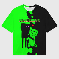 Футболка оверсайз мужская Любовь Эндермена и Крипера Майнкрафт, цвет: 3D-принт