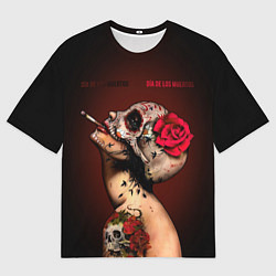 Мужская футболка оверсайз Ведьма с красной розой