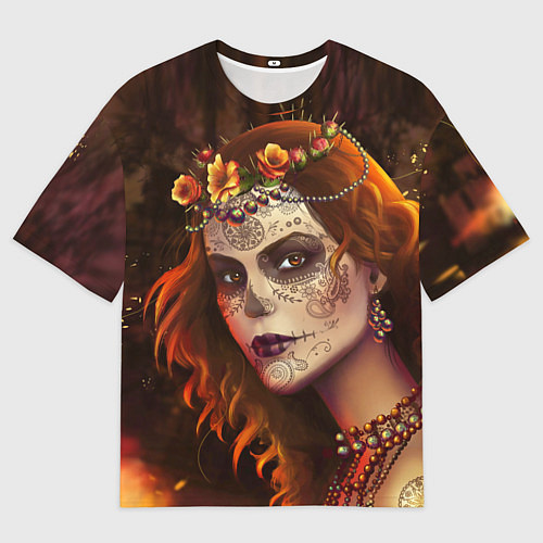 Мужская футболка оверсайз Рыжая Ведьма с розами / 3D-принт – фото 1