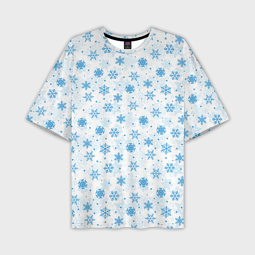 Мужская футболка оверсайз Снежинки снежные узоры / 3D-принт – фото 1