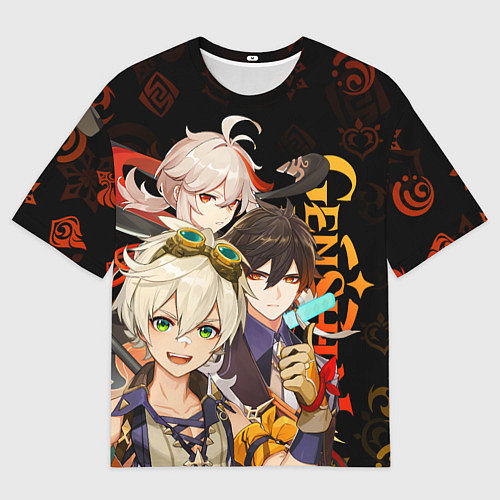 Мужская футболка оверсайз Genshin Impact: Беннет, Чжун Ли, Кадзуха / 3D-принт – фото 1