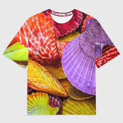 Футболка оверсайз мужская Разноцветные ракушки multicolored seashells, цвет: 3D-принт