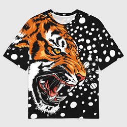 Мужская футболка оверсайз Амурский тигр и снегопад
