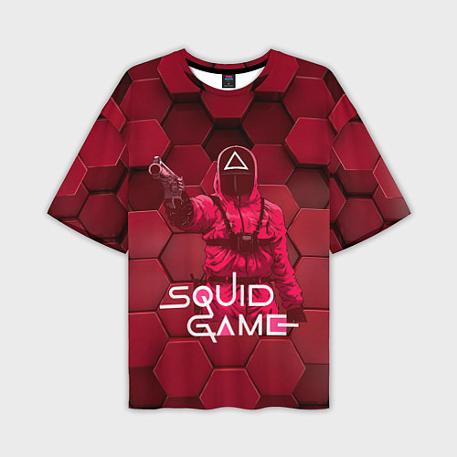 Мужская футболка оверсайз Игра в кальмара - красные 3D кубы / 3D-принт – фото 1