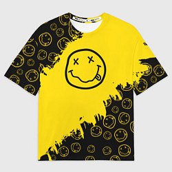 Мужская футболка оверсайз Nirvana Smile Нирвана Рваный Паттерн
