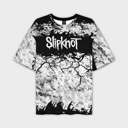 Мужская футболка оверсайз Надпись Слипкнот Рок Группа ЧБ Slipknot