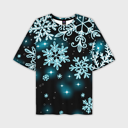 Мужская футболка оверсайз Космические снежинки / 3D-принт – фото 1