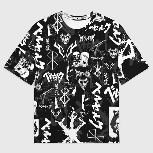Мужская футболка оверсайз BERSERK SYMBOL LOGO БЕРСЕРК СИМВОЛИКА ПАТТЕРН / 3D-принт – фото 1
