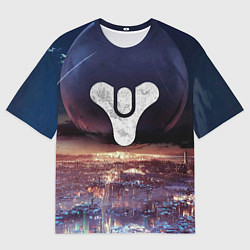 Футболка оверсайз мужская ДЕСТИНИ ЗЕМЛЯ ХАБ, СТРАННИК НАД ГОРОДОМ, цвет: 3D-принт