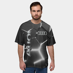 Футболка оверсайз мужская AUDI GREY 3D ПЛИТЫ, цвет: 3D-принт — фото 2